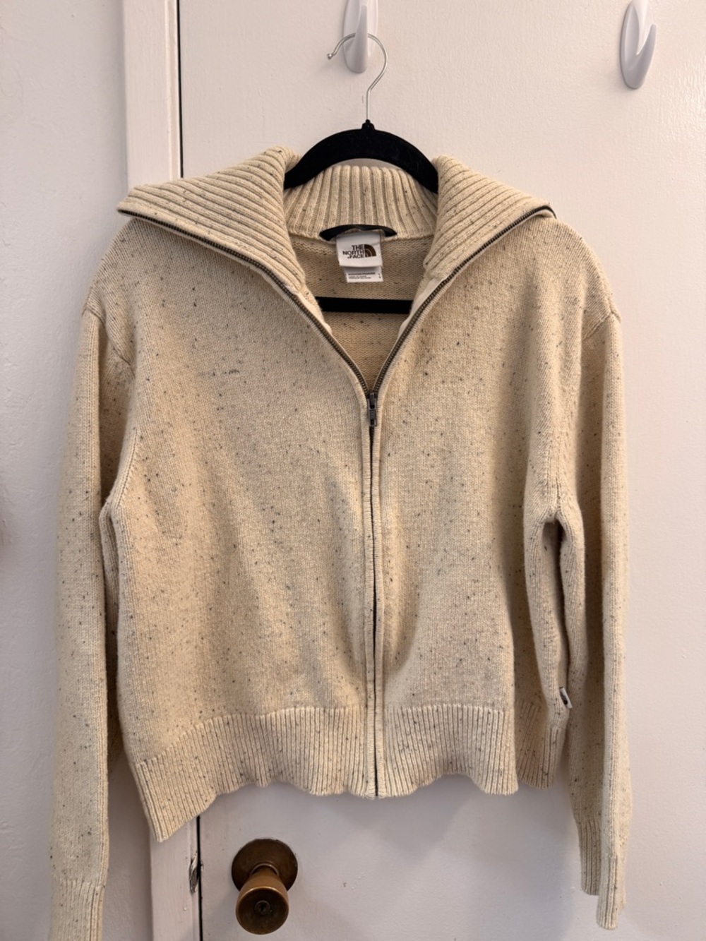 The North Face Cream Speckled Zip-Up Cardigan